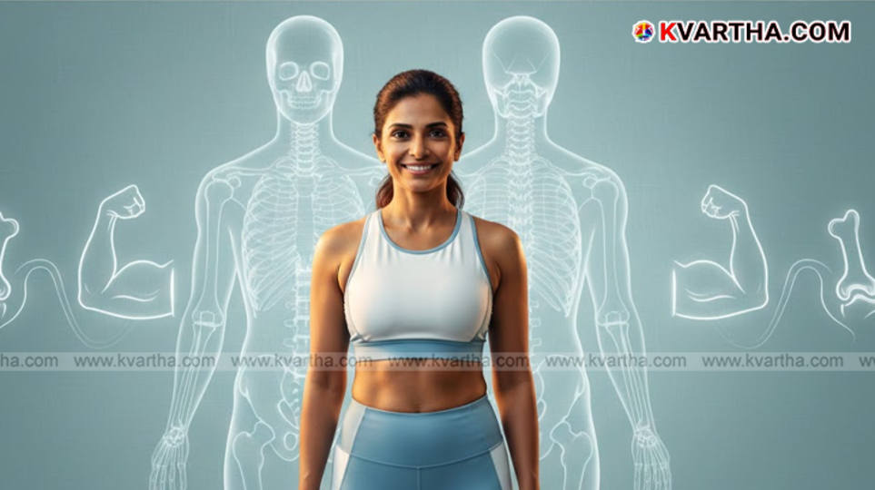 Collage of bone-strengthening foods like milk and almonds.