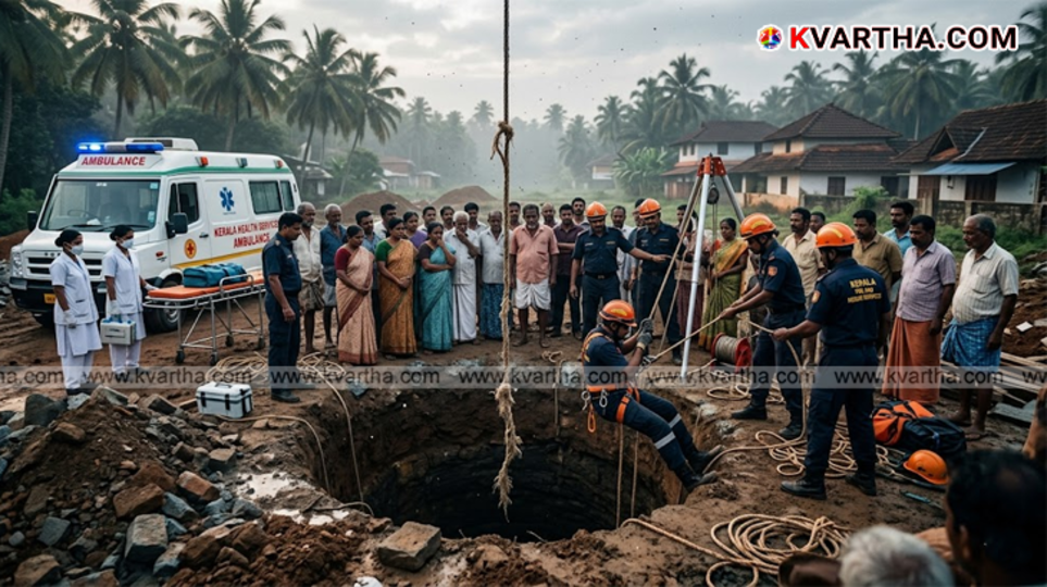 A symbolic scene of the well accident and the fire force rescue operation.