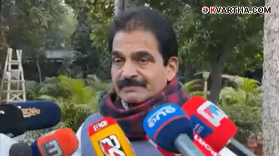 KC Venugopal speaking to the media in Delhi.