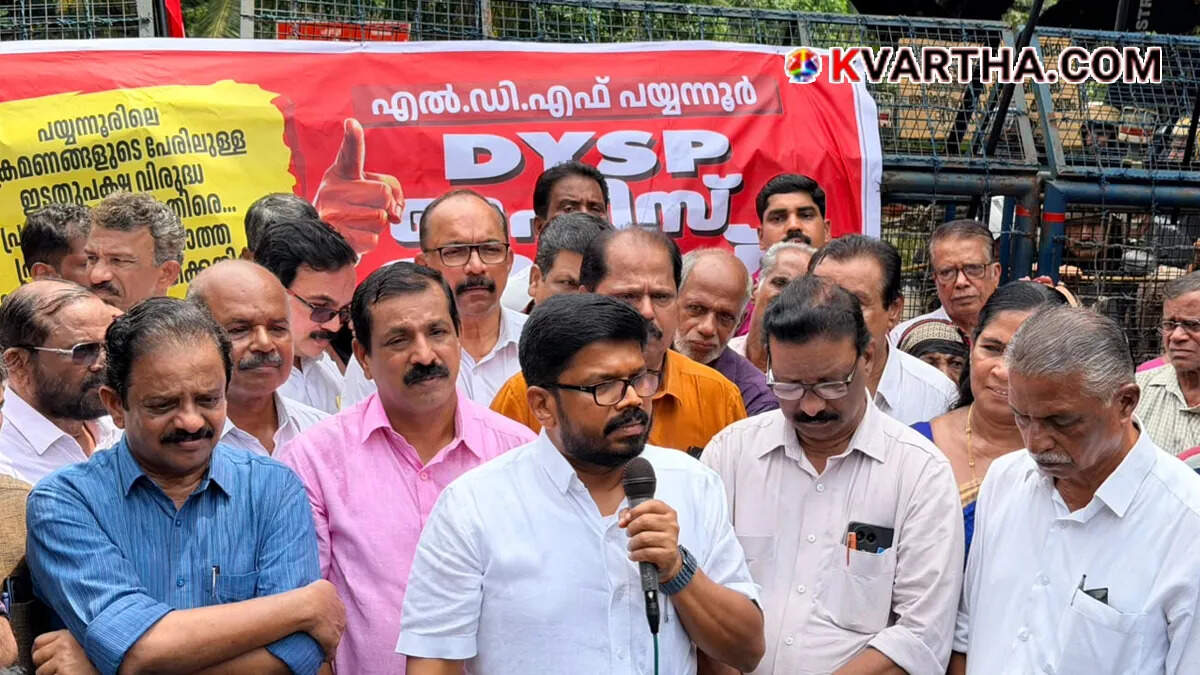 Conceptual image showing CPIM Kannur District Secretary K K Ragesh giving a speech