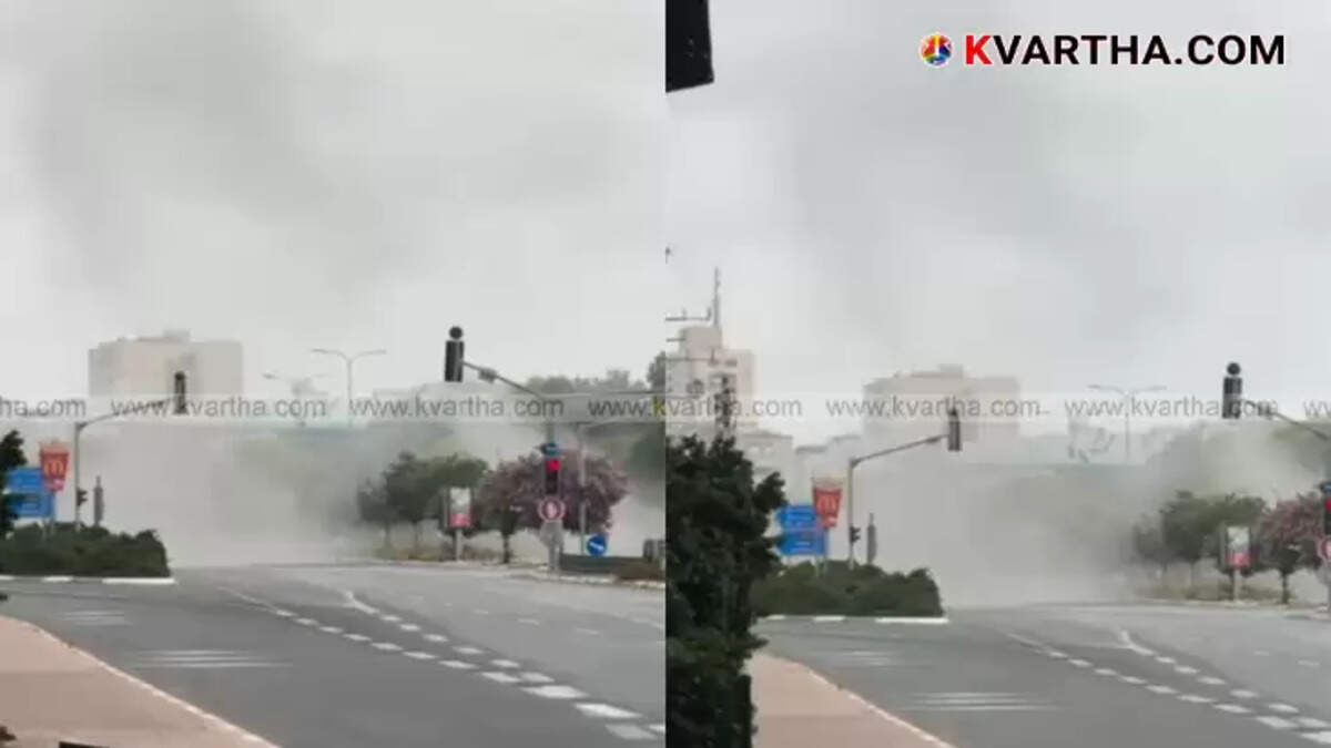 Image showing an emergency siren blaring in Israel, with lights indicating a missile attack alert.