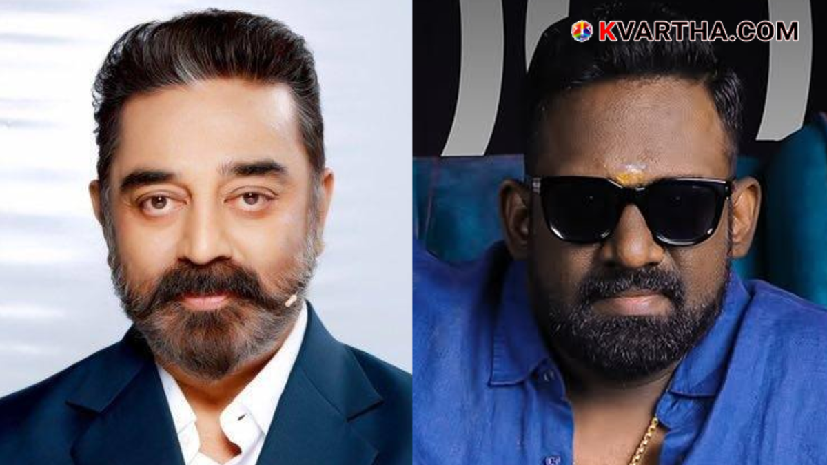 Actor Robo Shankar with Kamal Haasan at an event.
