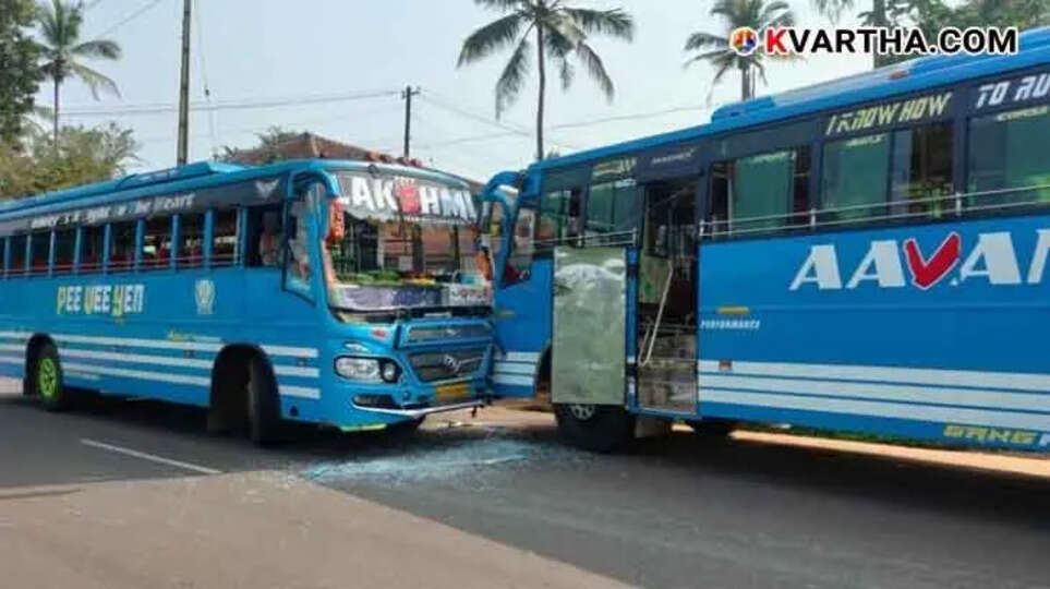 Private Bus Collision in Cherupuzha; No Injuries