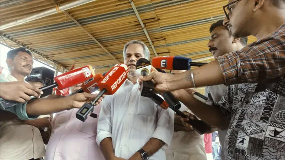 A. Vijayaraghavan addressing the media