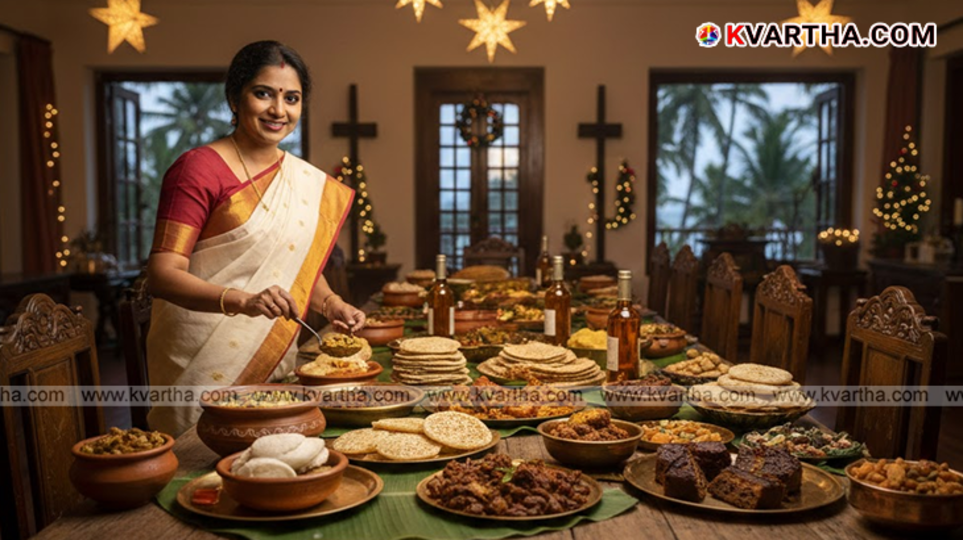 Traditional Kerala Christmas breakfast with appam and stew