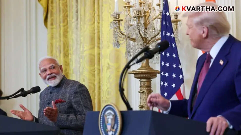 Photo of Indian Prime Minister Narendra Modi and American President Donald Trump.