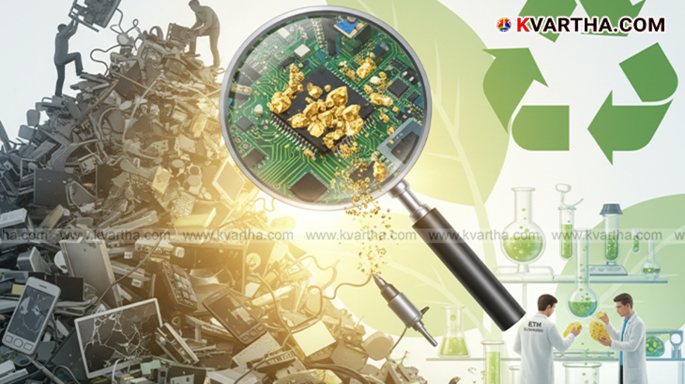 A pile of electronic waste and gold, symbolizing urban mining potential.
