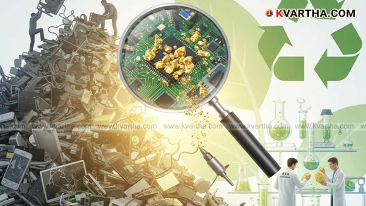 A pile of electronic waste and gold, symbolizing urban mining potential.