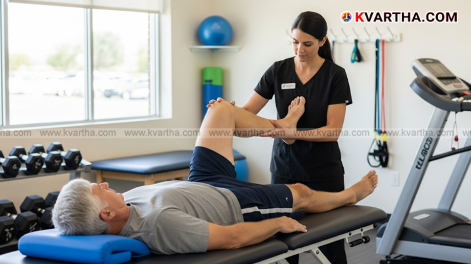 A physiotherapist is giving treatment to a patient.