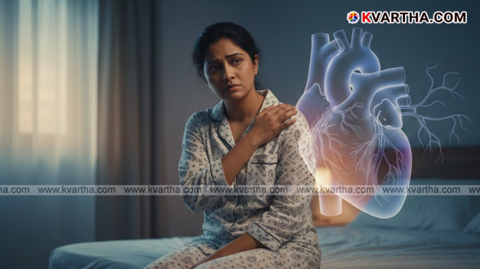 Digital illustration of female heart and coronary arteries