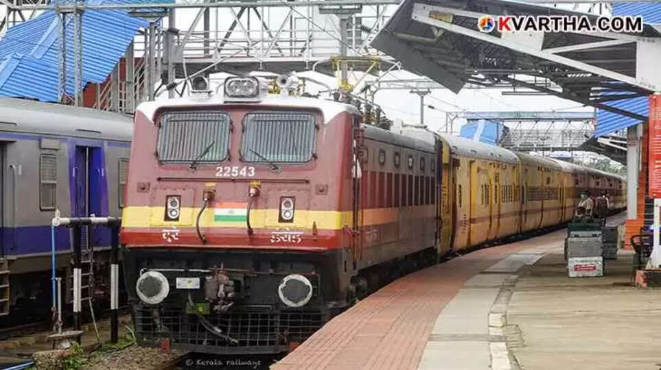 Train at a station in Kerala.