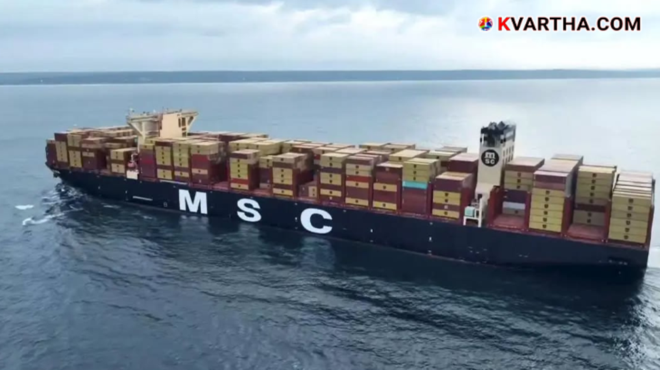 A large container ship belonging to the MSC Company unloading cargo at the Jeddah Islamic Port.
