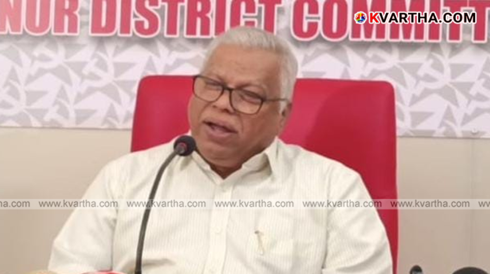 MV Jayarajan addressing the media at CPIM Kannur District Committee Office.