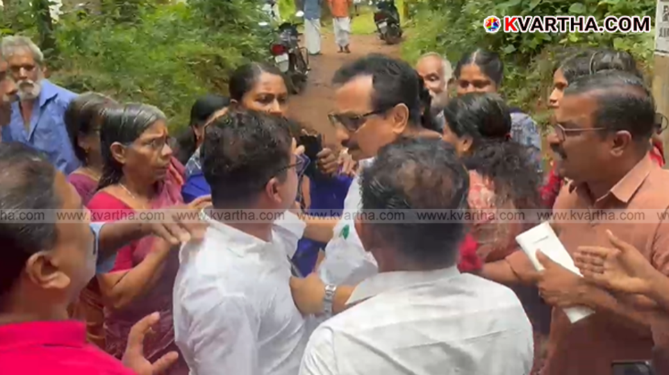  Local residents blocking Kerala MLA K P Mohanan