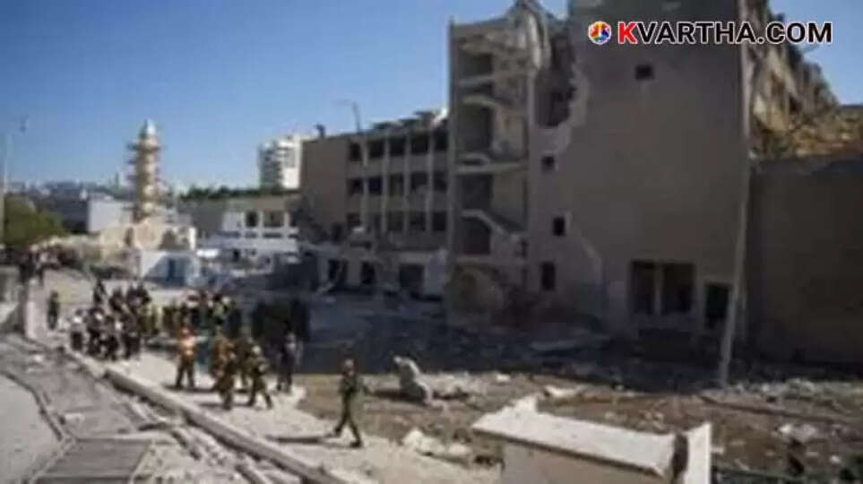 Damaged building in Haifa, Israel, after a missile attack.