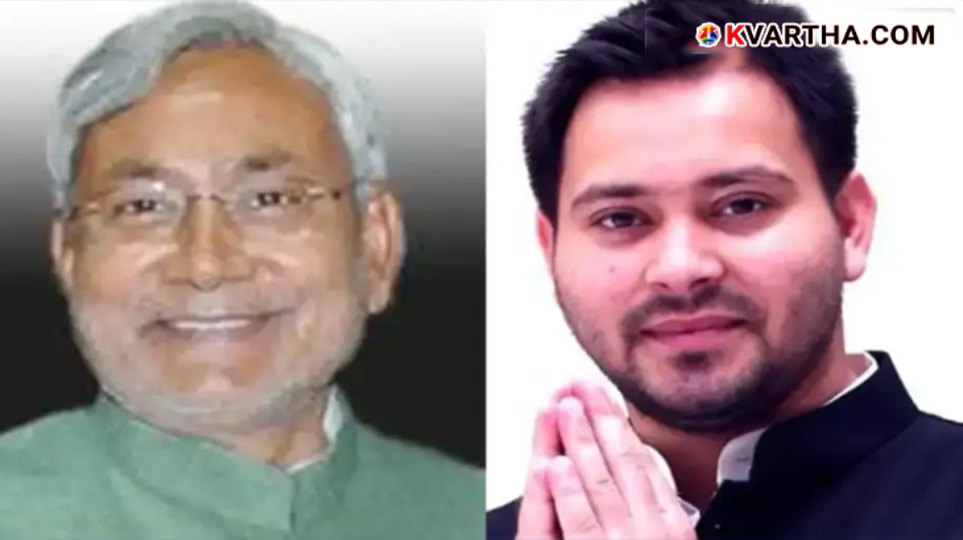Contrast image of Nitish Kumar and Tejashwi Yadav.