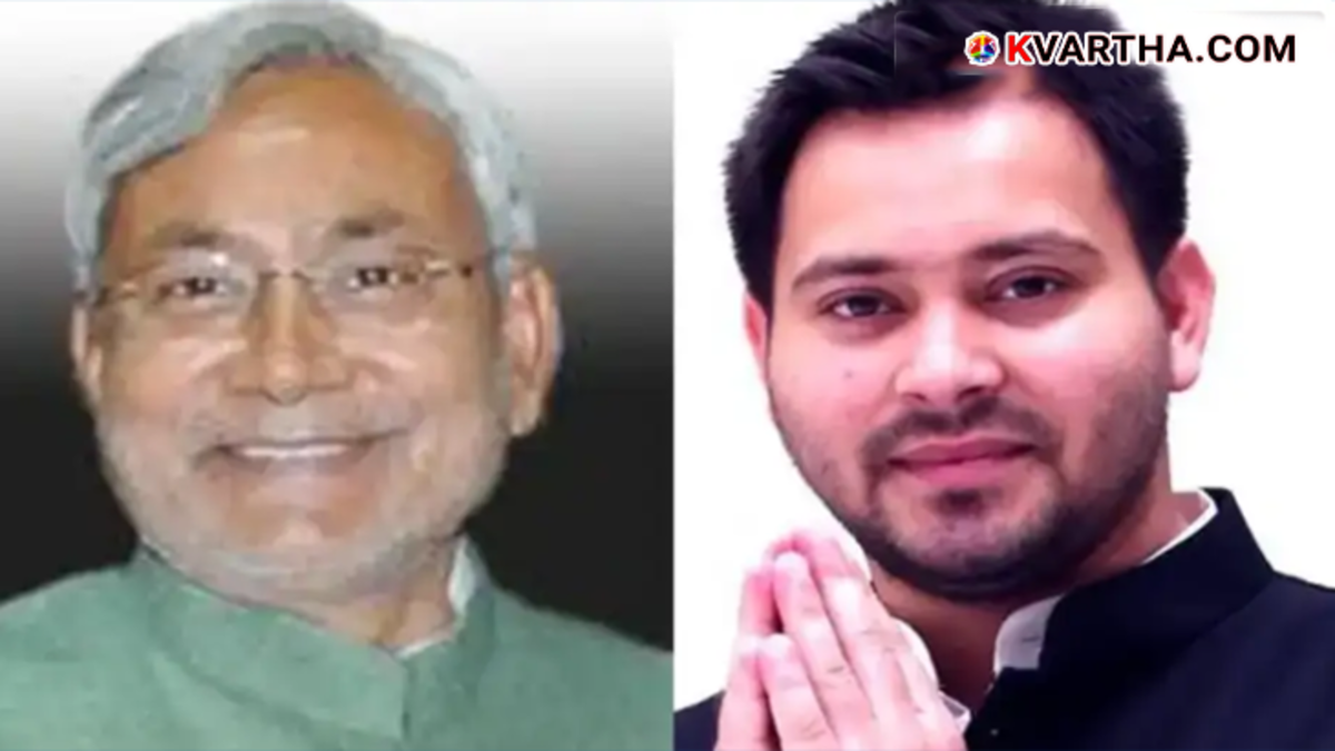Contrast image of Nitish Kumar and Tejashwi Yadav.