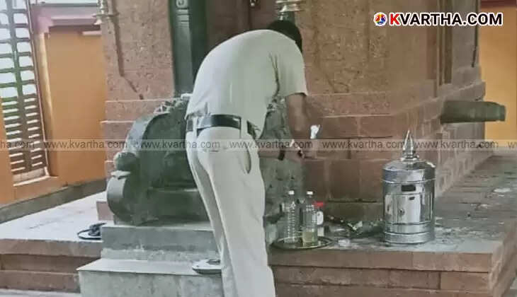 Police investigating a temple robbery in Kannur.