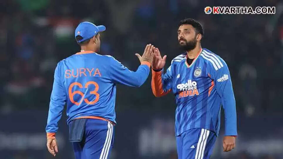 Varun Chakravarthy celebrating 50 T20I wickets