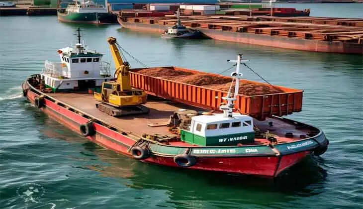 A Giant Barge Stuck at Muthalapozhi After Crashing into Pulimuttu; 2 Injured, Crew Rescued