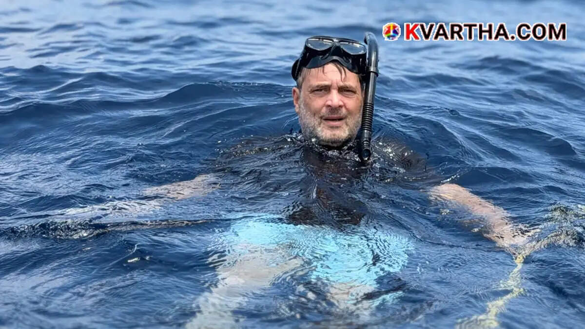 Conceptual image of Rahul Gandhi highlighting the environmental impact of the Great Nicobar project during a podcast.