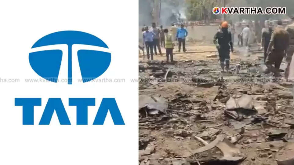 Debris and rescue operations at Ahmedabad plane crash site.