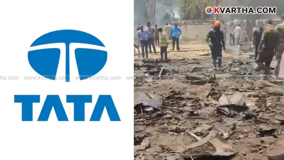 Debris and rescue operations at Ahmedabad plane crash site.