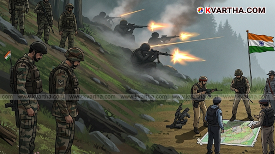 Indian Army soldiers during the anti-terrorist operation in Kulgam, Jammu and Kashmir.