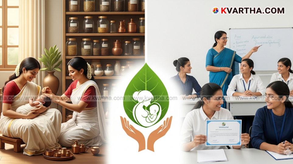 An image representing ayurvedic care for mothers and infants.