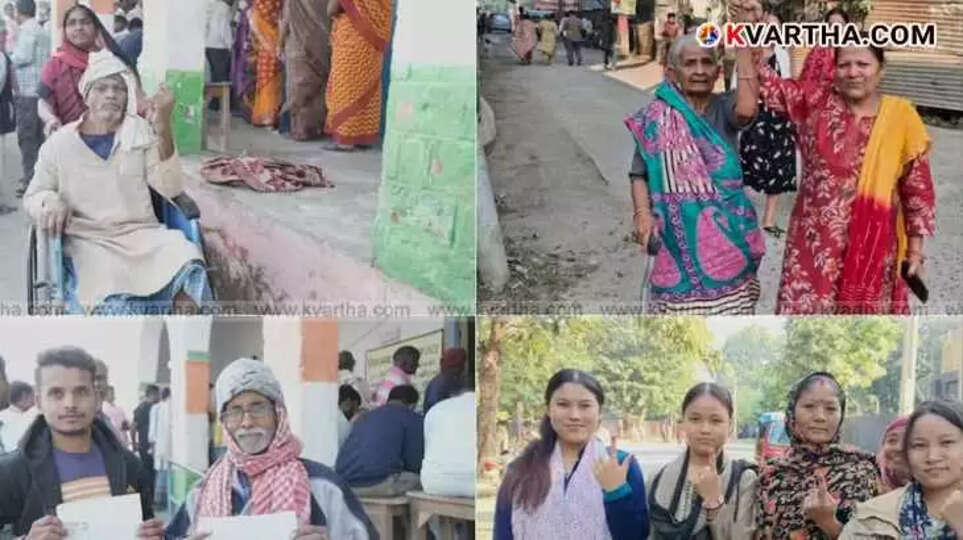 Voters queue up outside a polling station in Bihar during the second phase election.