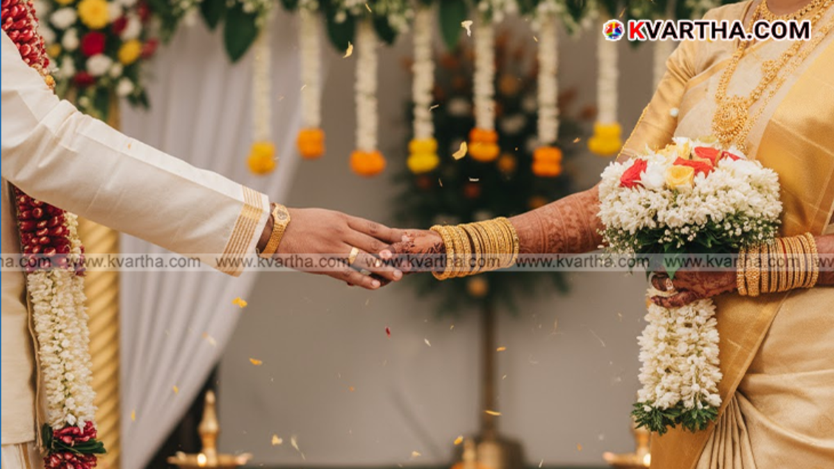 A torn wedding garland lying on the ground, symbolizing the dispute.