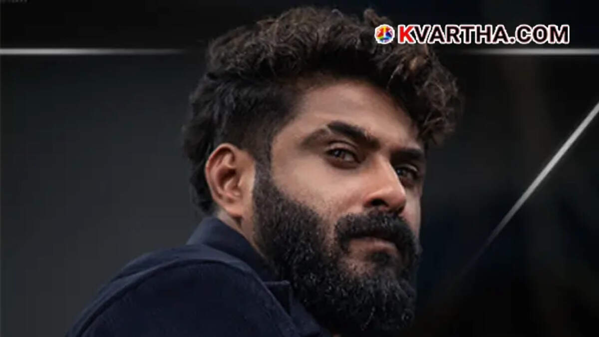 Intense character poster of Antony Varghese Pepe with a thick beard from the movie Kattalan