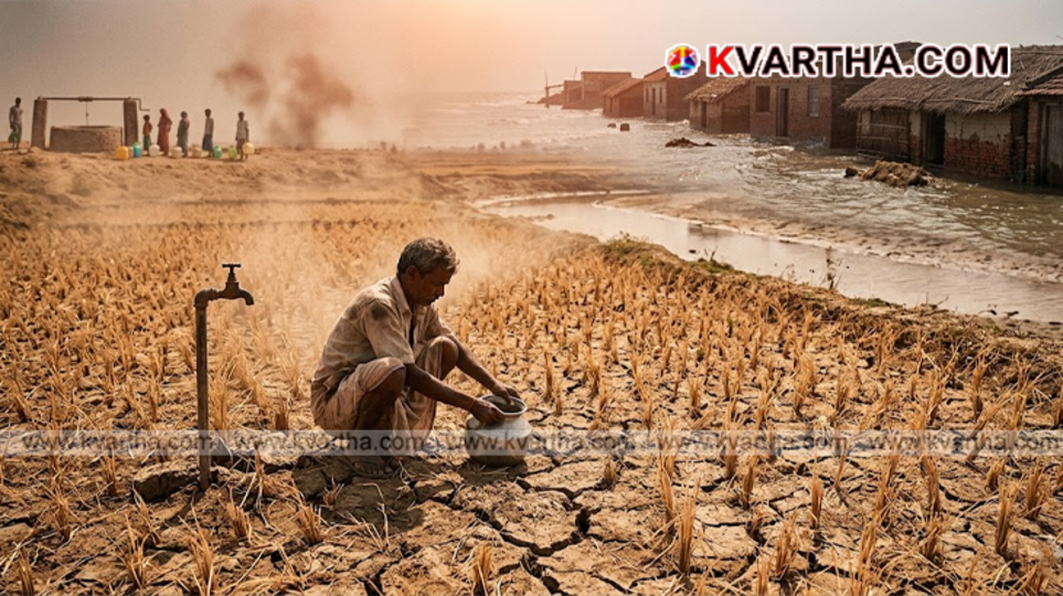 Representation of the catastrophic effects of climate change like droughts and floods.
