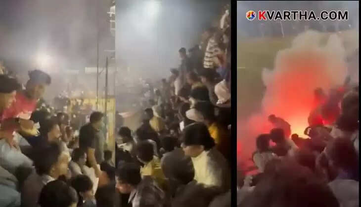  Fireworks display ahead of a sevens football match final at Therattammal near Areekode, Malappuram