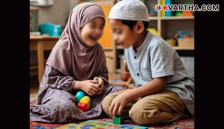 Two children playing together.
