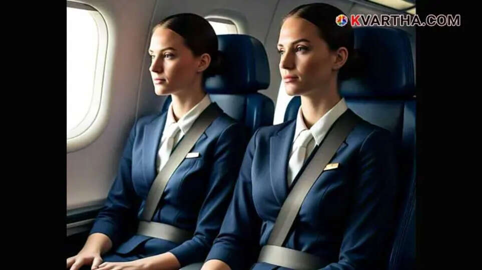 Flight attendant in bracing position