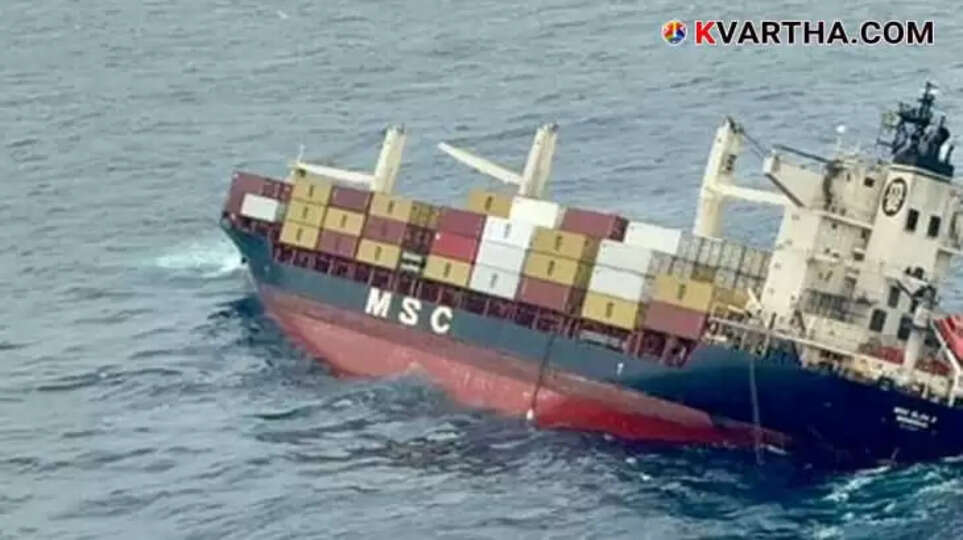 Containers and debris washed ashore on the Kerala coast after a ship sank.