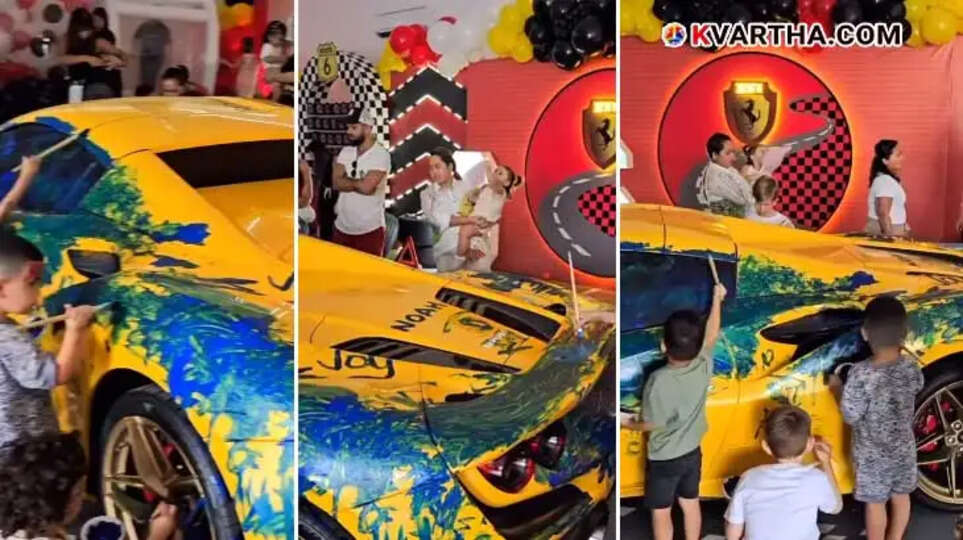 A viral video showing children painting a Ferrari car&nbsp;&nbsp;