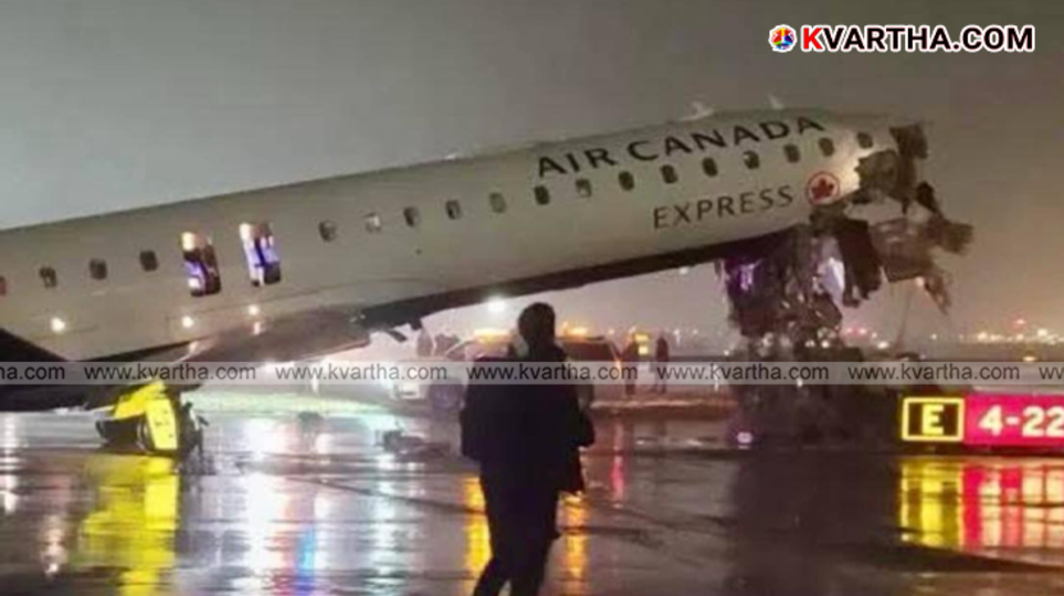 Air Canada Express aircraft nose damaged after colliding with a fire engine at LGA airport.