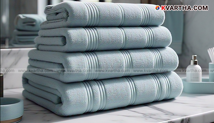 Close-up of a striped towel texture.