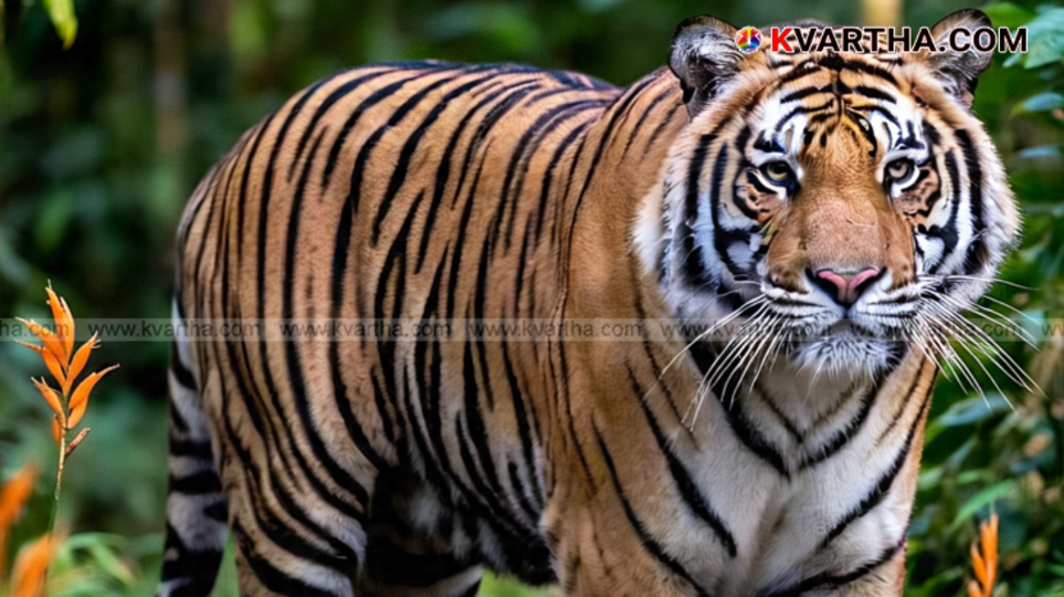 Captured tiger being transported in a cage.