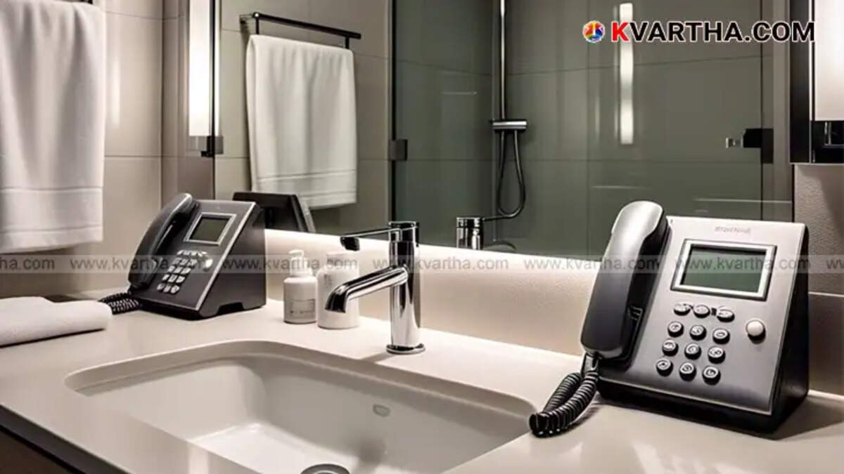 Telephone in hotel bathroom for emergency help.