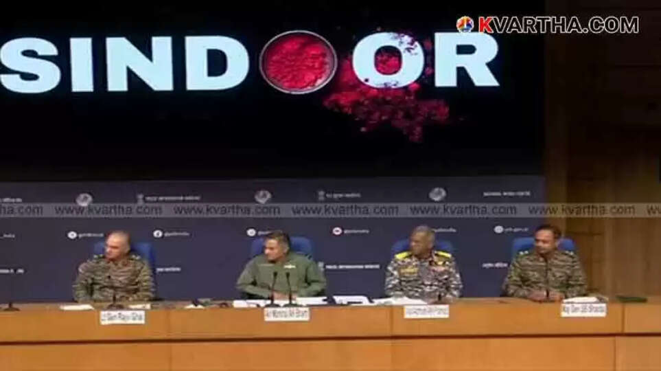 Air Marshal AK Bharathi addressing the media.