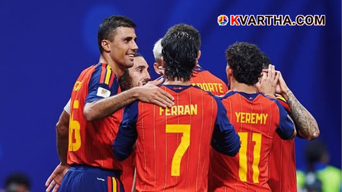 Spanish football team on the field.