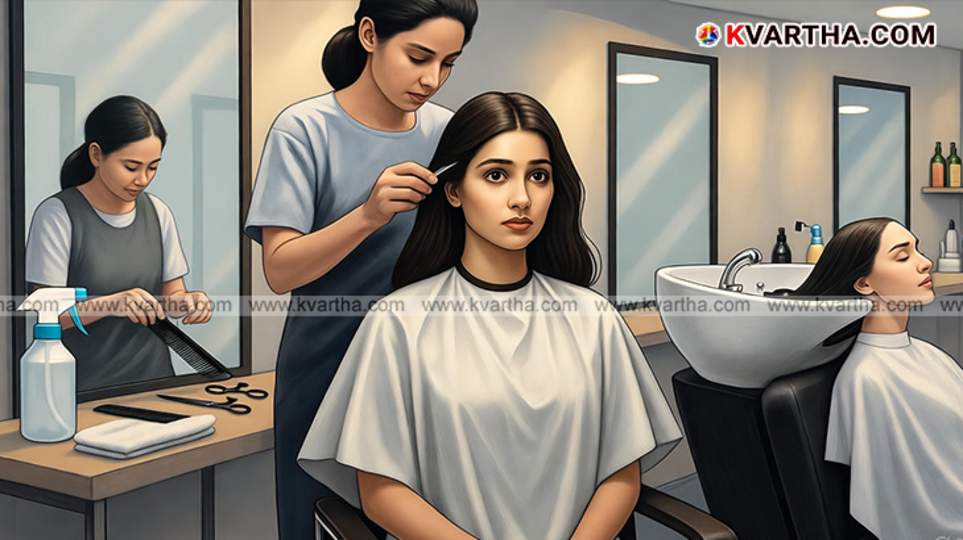  Close up of a barber sanitizing hair cutting tools.