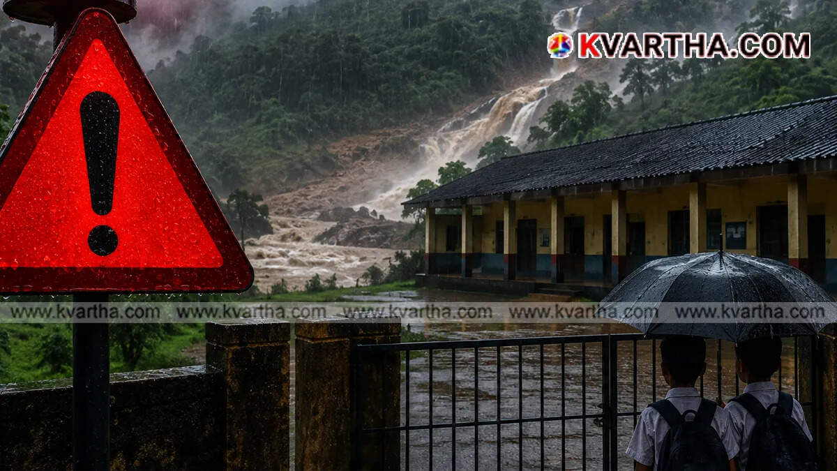  Conceptual image showing heavy rain and flood alerts in Wayanad district