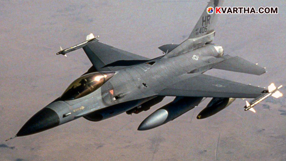Representational image of an F-16 fighter jet being targeted by missile defense systems in 2026.