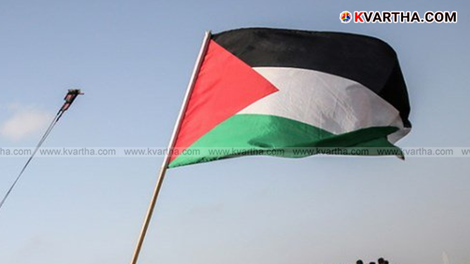 The national flag of Palestine.