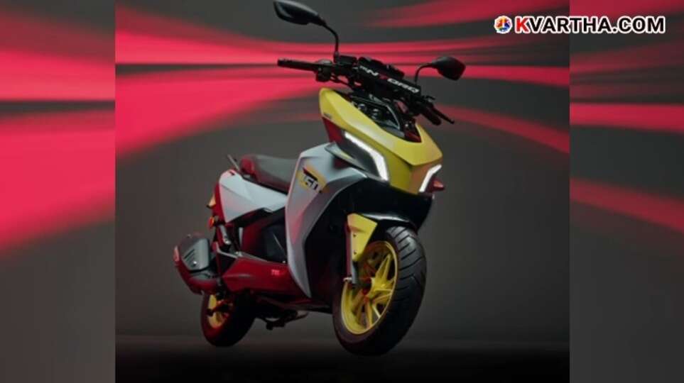 New TVS Ntorq 150 scooter in a studio setup.