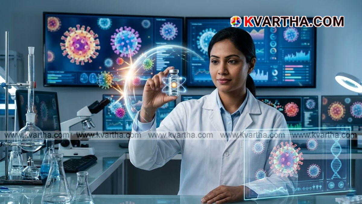  Conceptual image showing a glowing vaccine vial representing the AI-developed Super Antigen Vaccine.
